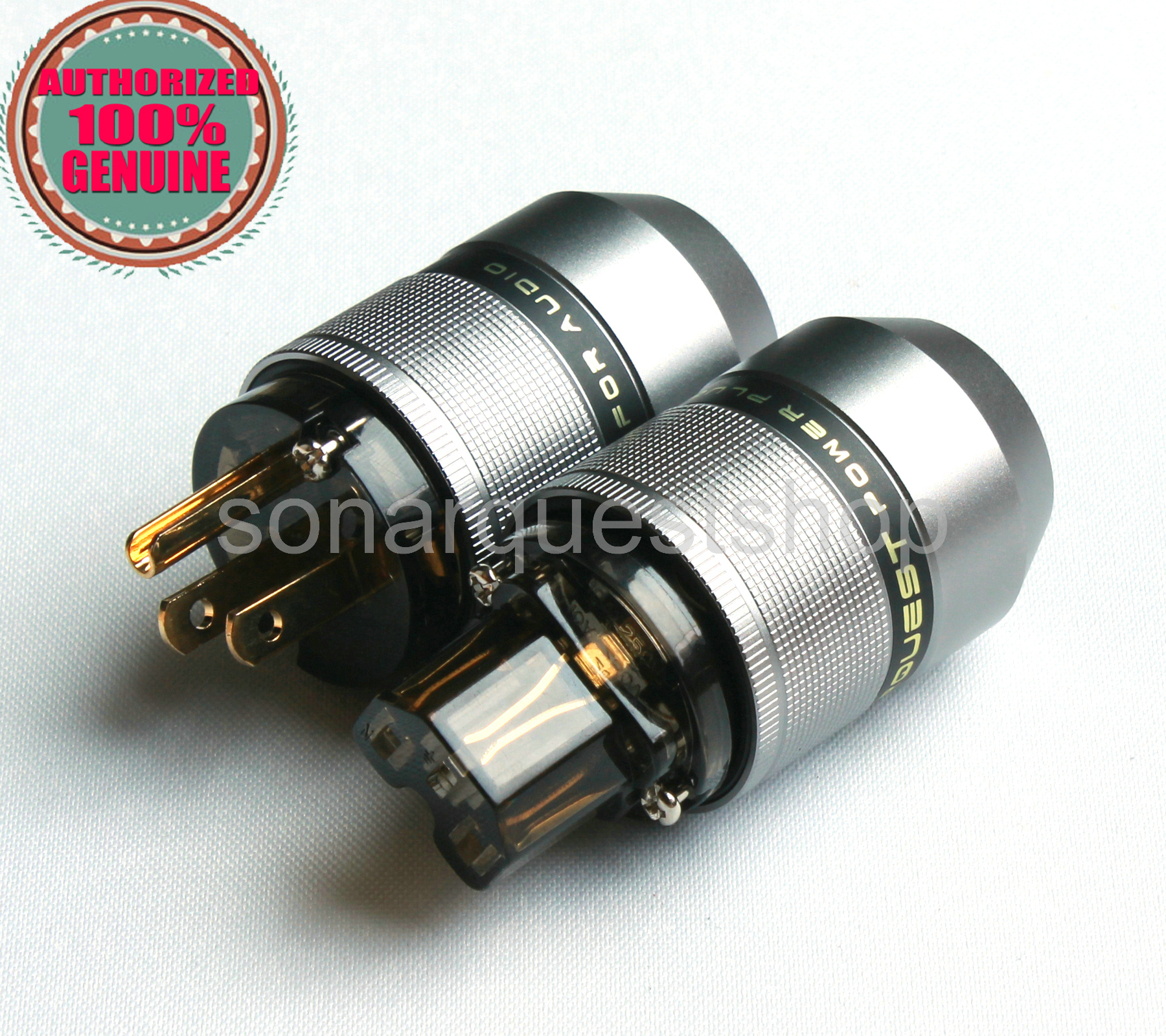 SONARQUEST PA-40M(G) + PA-40F(G) US Gold Plated Gray Special Aluminum alloy Power Plug & IEC Connector