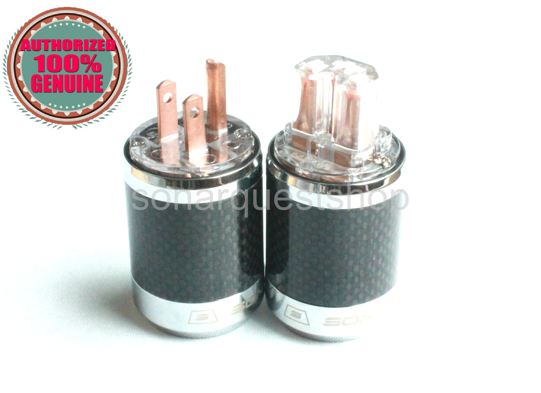 PYK SONARQUEST SQ-P39(C)T + SQ-C39(C)T US Red Copper UT Carbon fiber Power Plug & IEC Connector